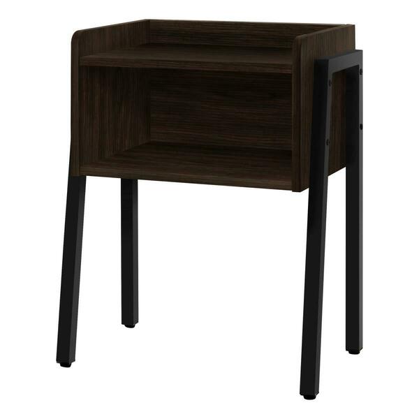 Daphnes Dinnette 23 in. Espresso & Black Metal Accent Table DA3072158